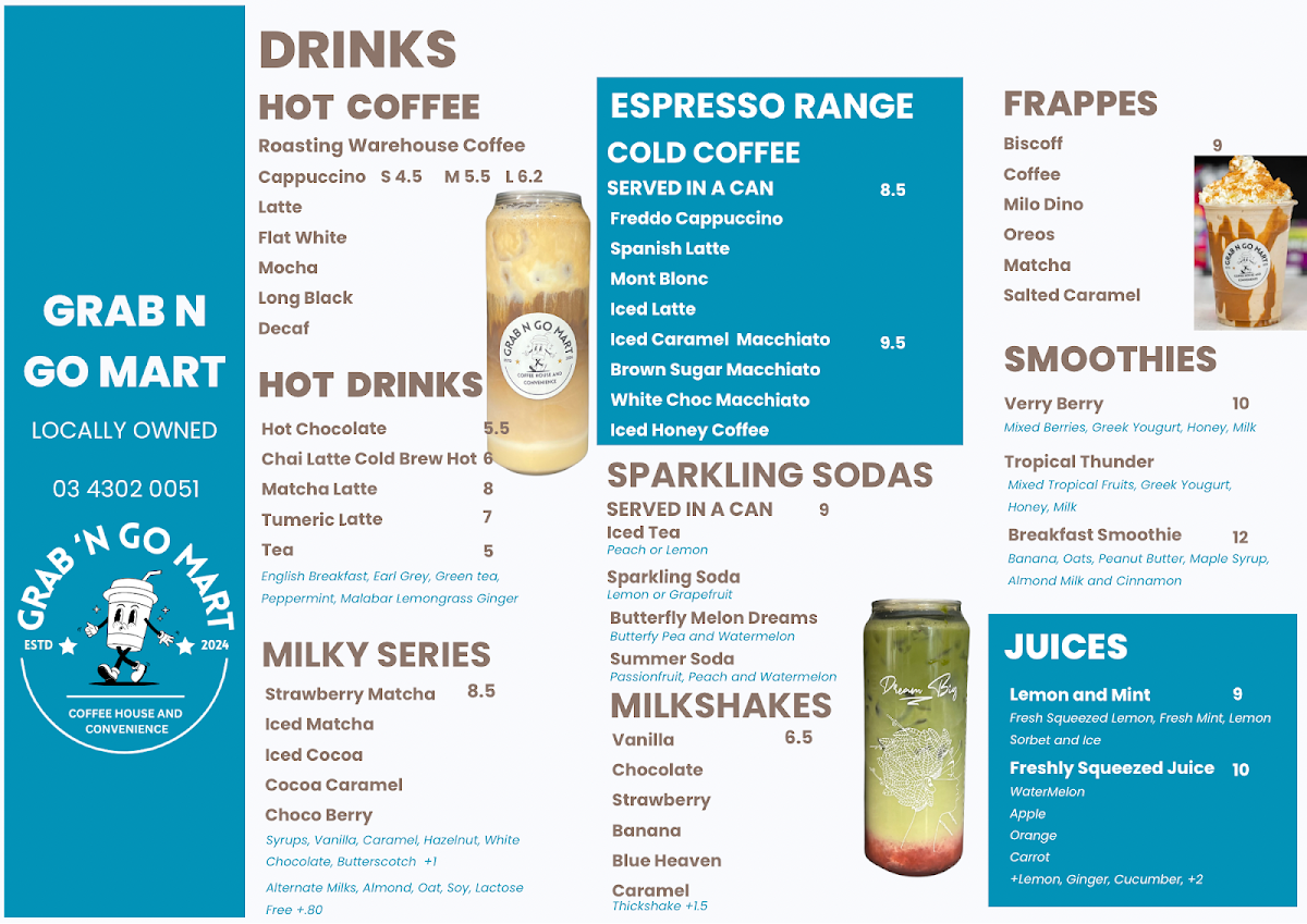 Menu, Grab N Go Mart