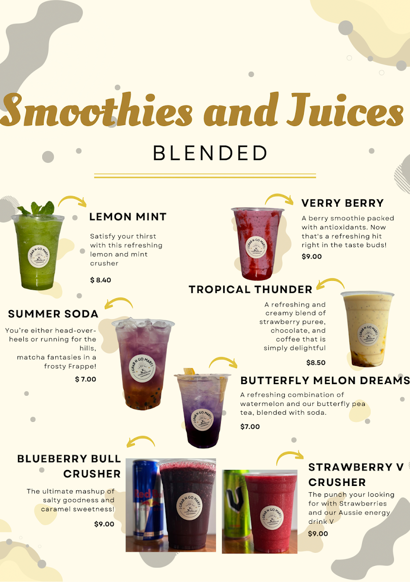 Menu, Grab N Go Mart