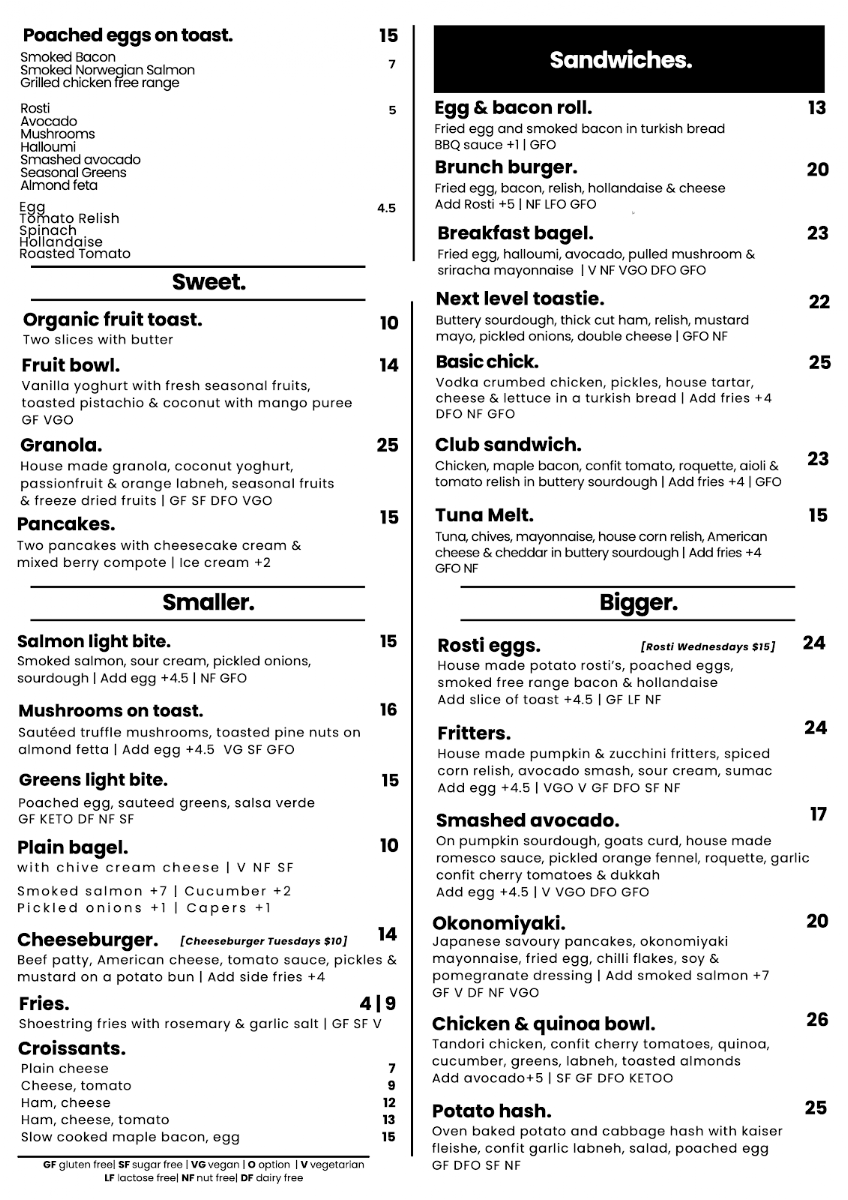 Menu, Chosen Bean Cafe & Coffee Roasters