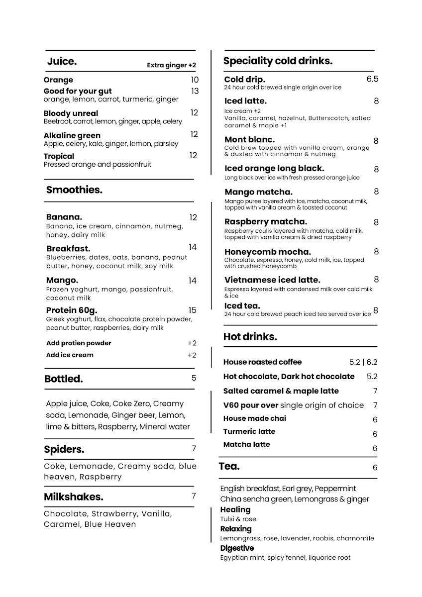 Menu, Chosen Bean Cafe & Coffee Roasters