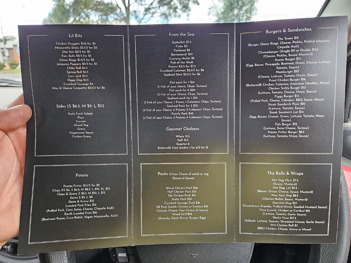 Menu, McLaren Vale Takeaway