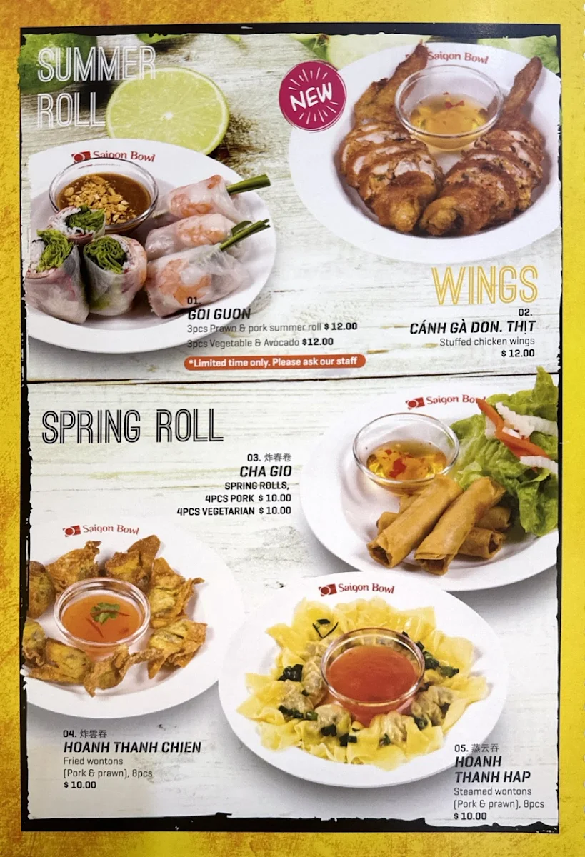 Menu, Saigon Bowl Newington