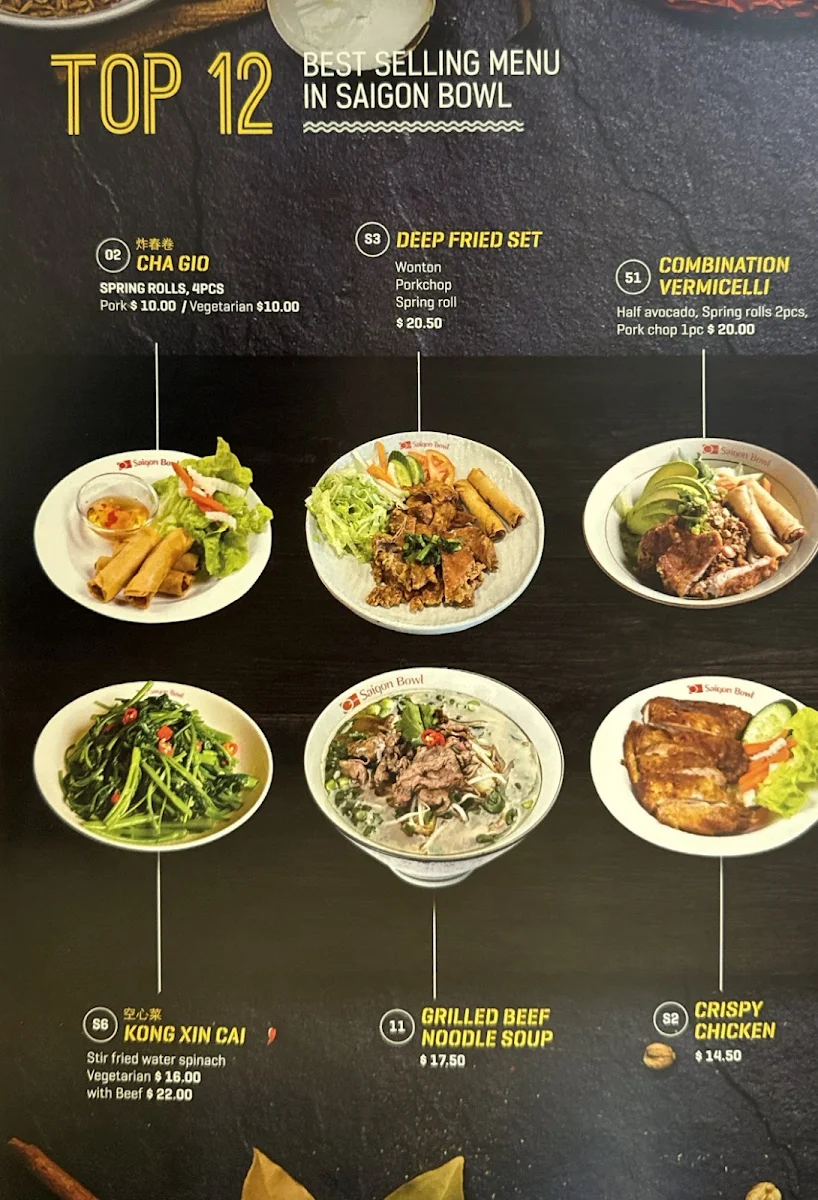 Menu, Saigon Bowl Newington