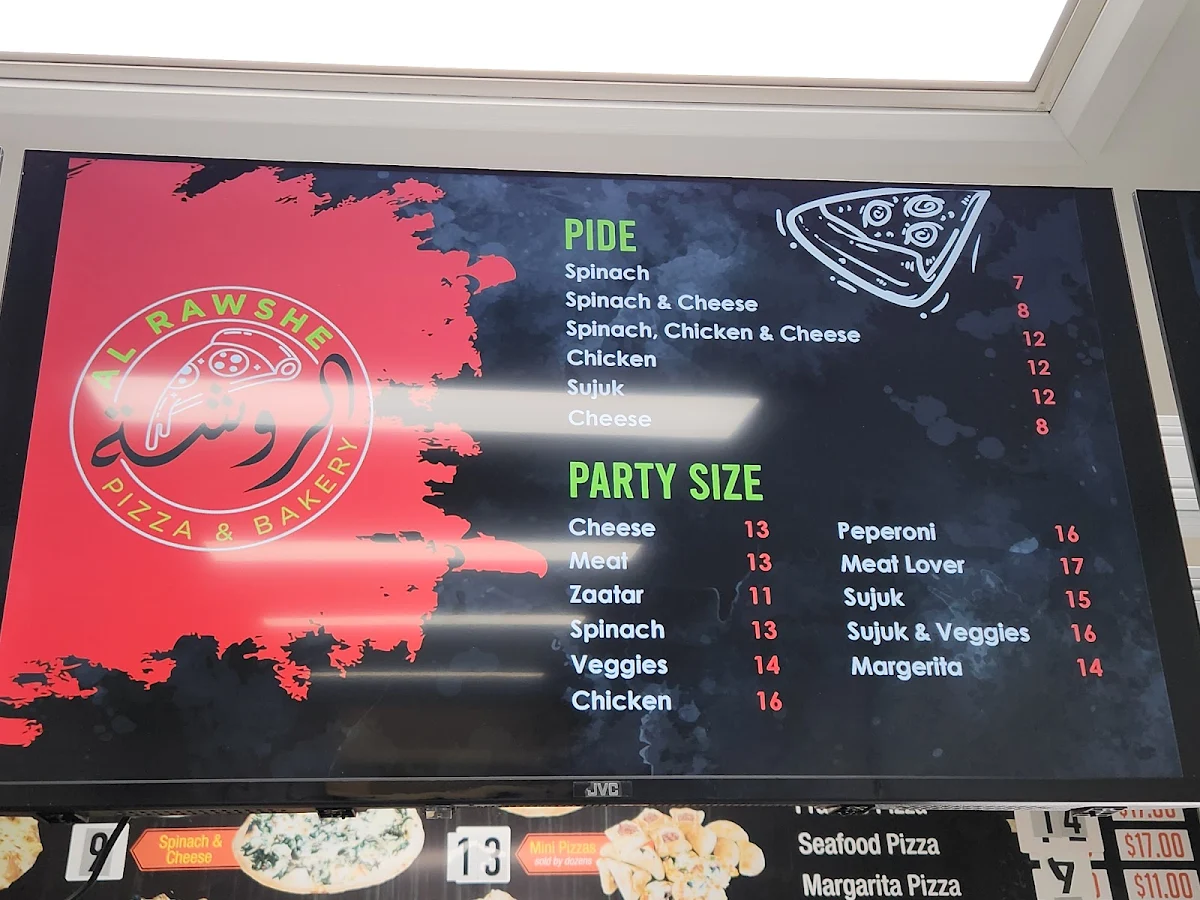 Menu, Al Rawshe Pizza