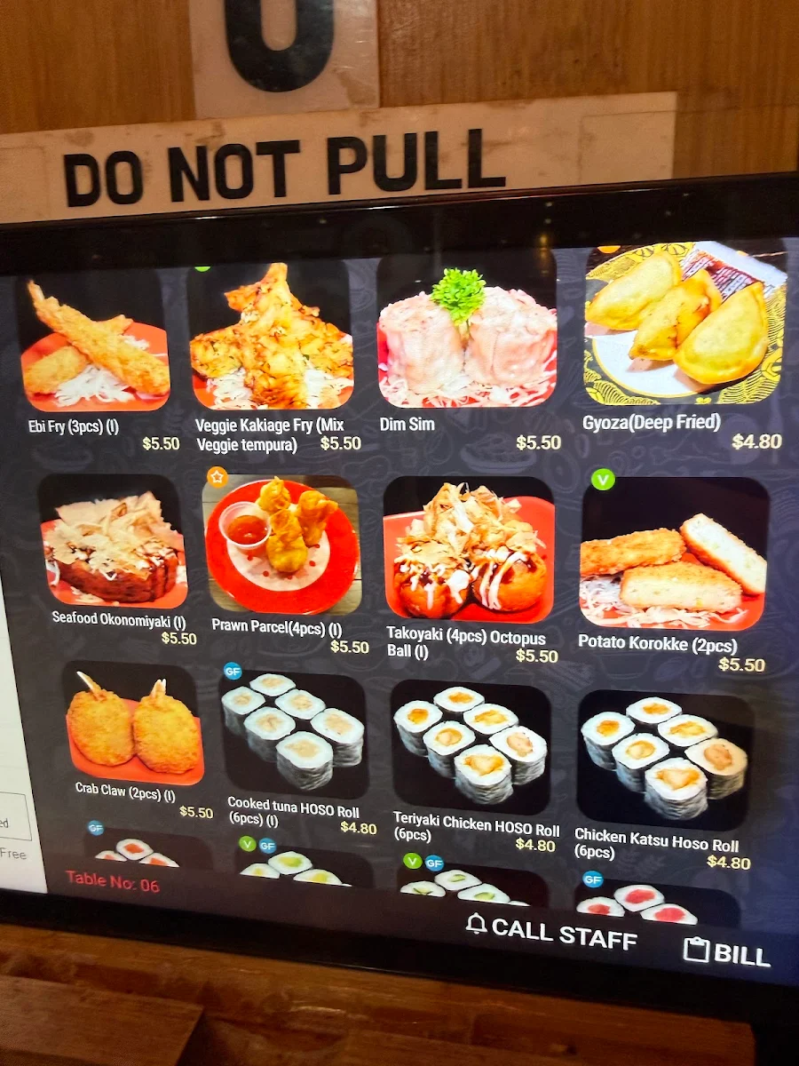 Menu, HIKARU Sushi