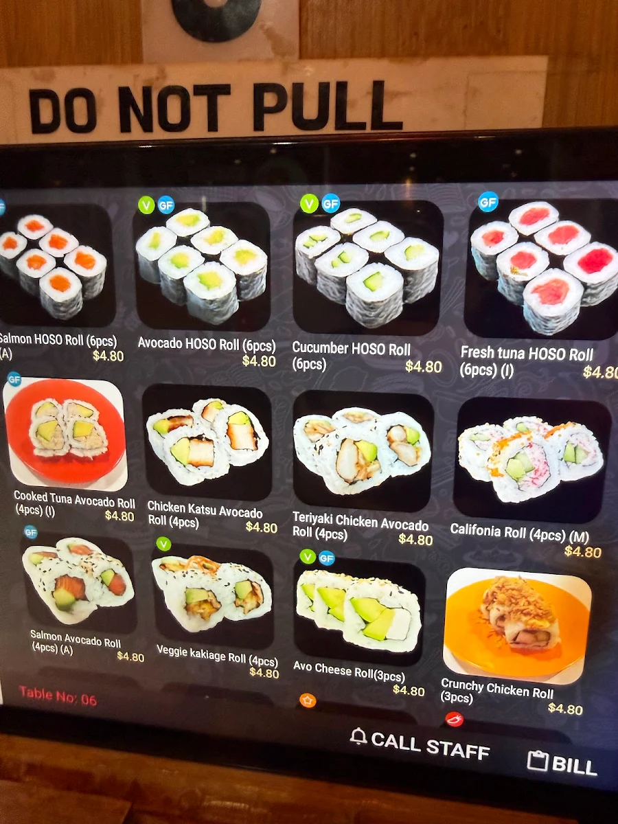 Menu, HIKARU Sushi