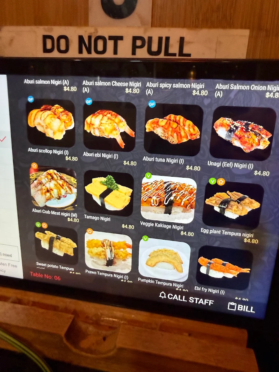 Menu, HIKARU Sushi