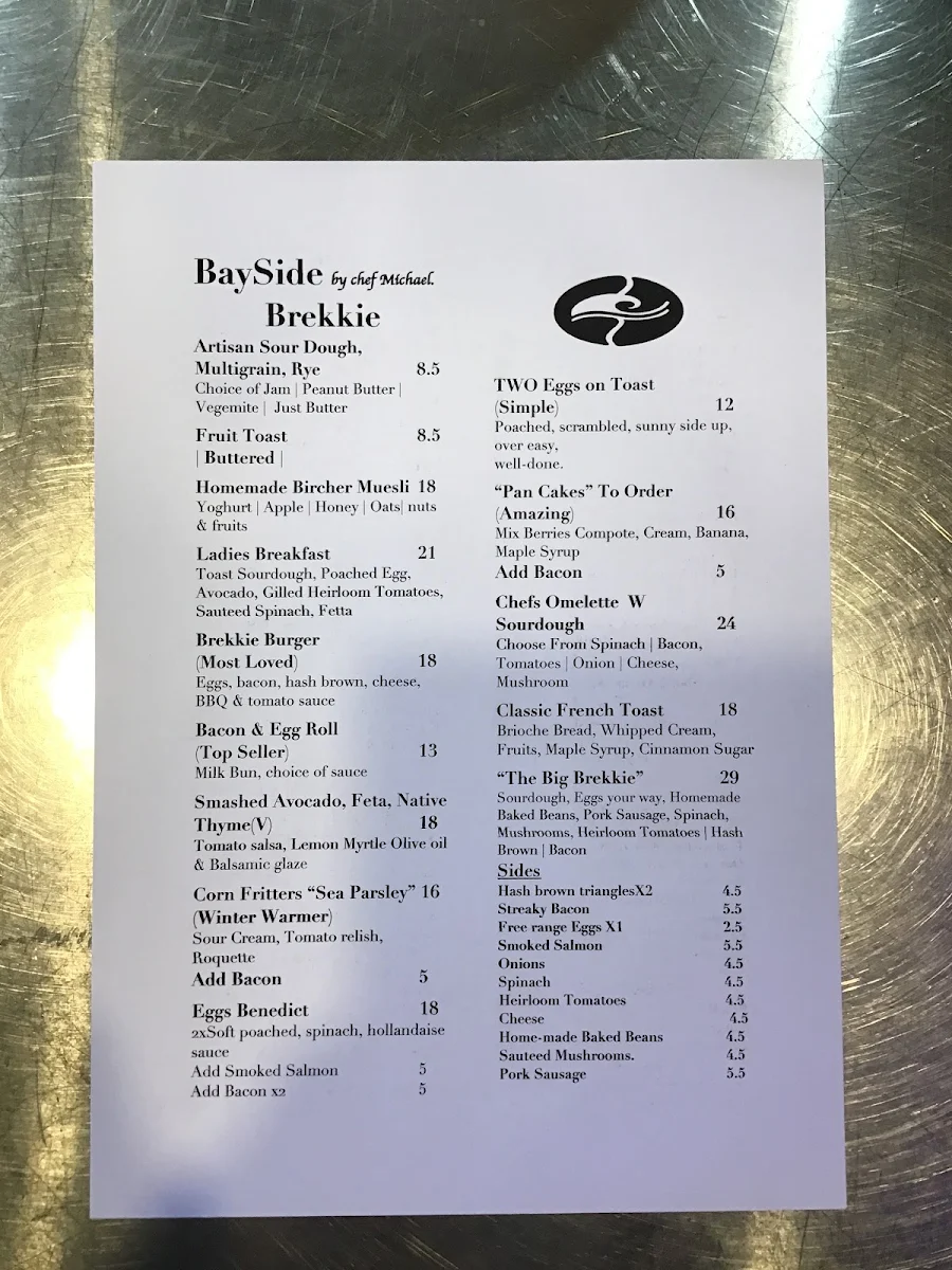 Menu, BaySide by Chef Michael