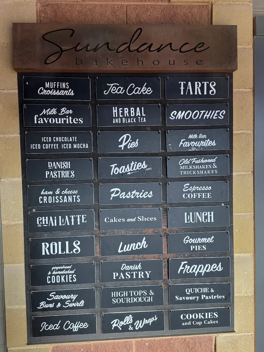 Menu, Sundance Bakehouse