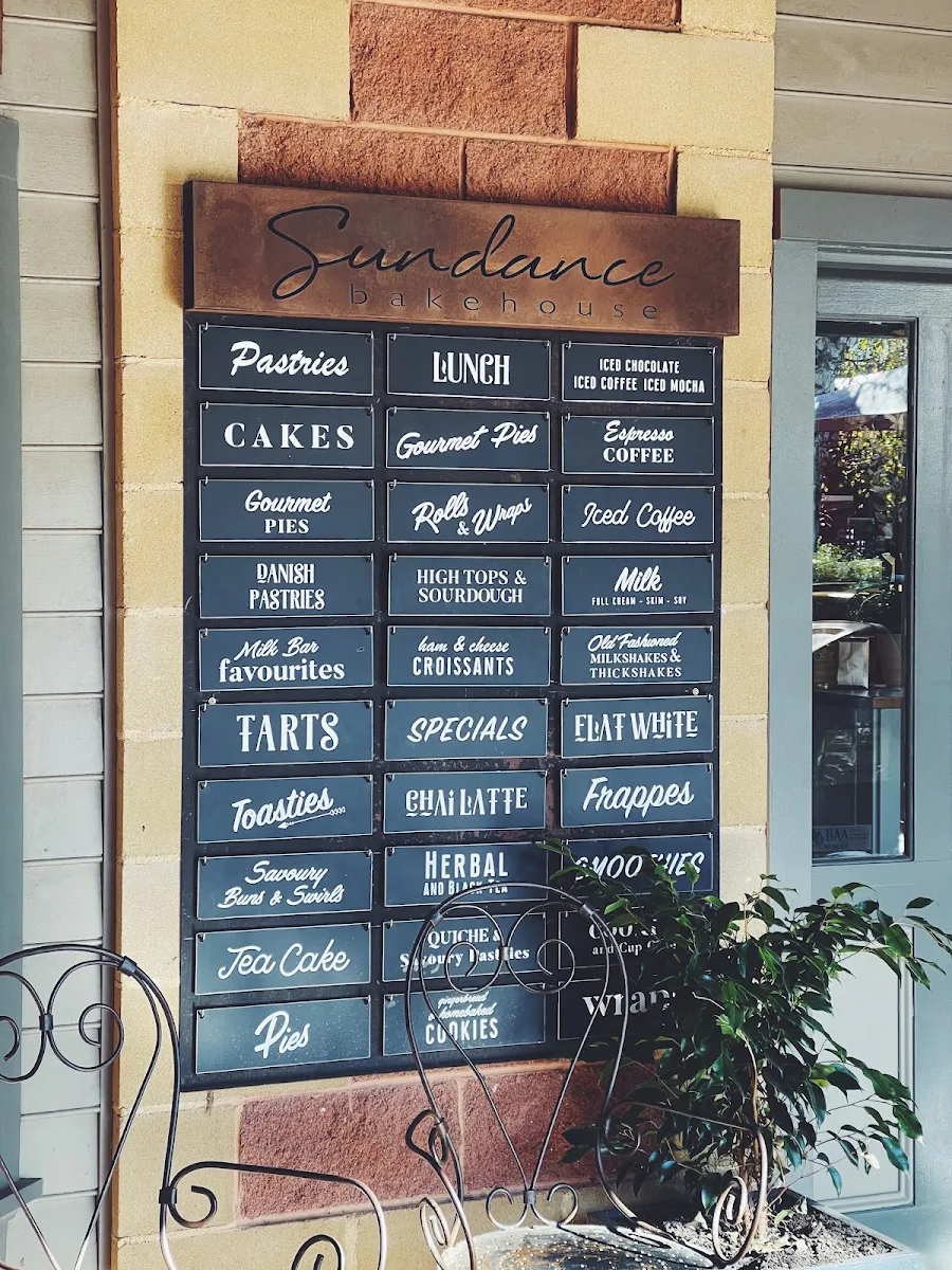 Menu, Sundance Bakehouse