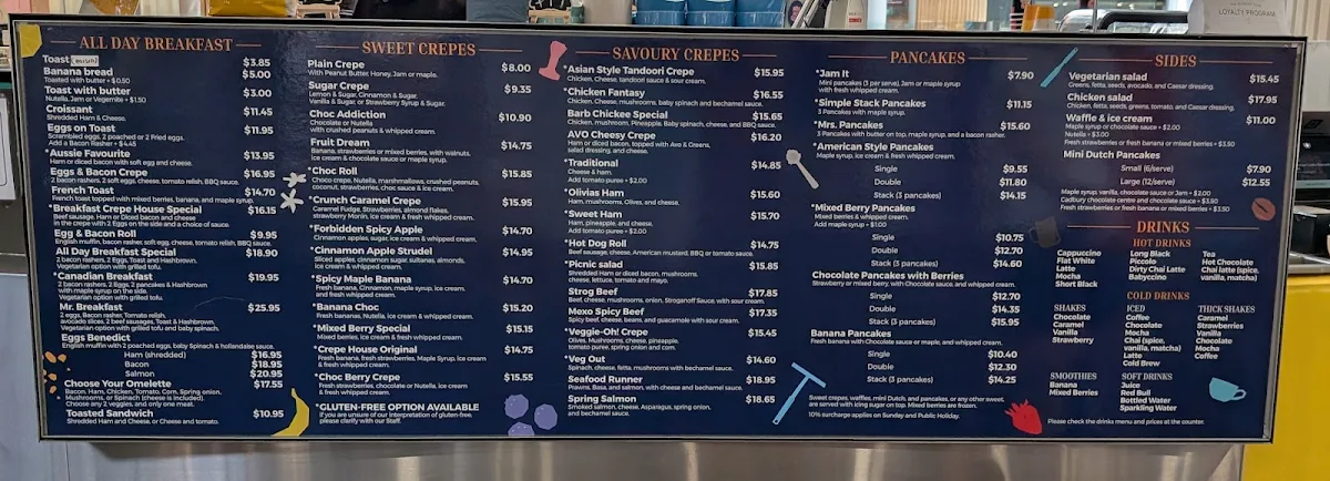 Menu, Mr & Mrs Crepe