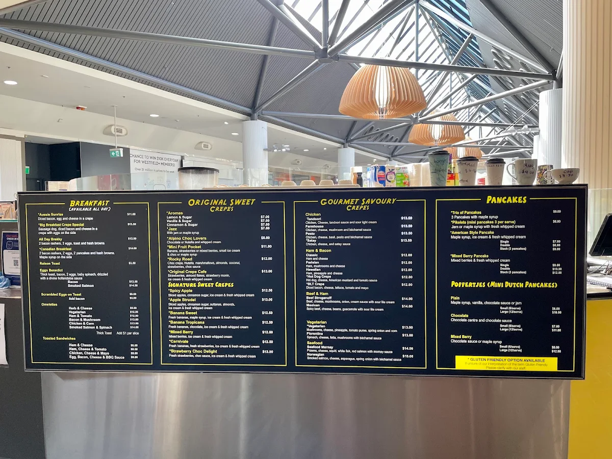 Menu, Mr & Mrs Crepe