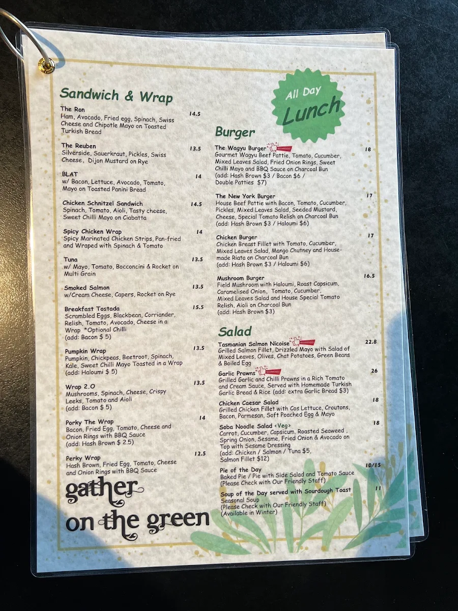 Menu, Gather On The Green