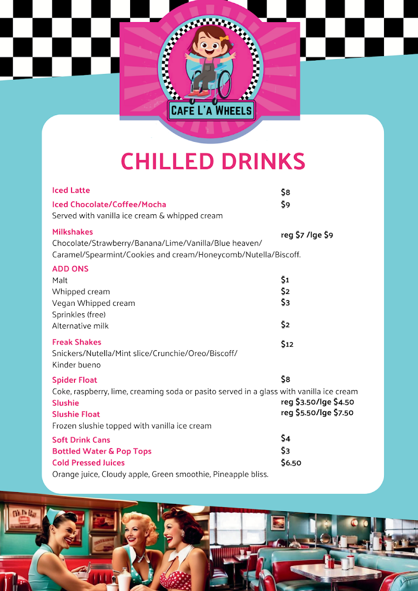 Menu, Cafe La Wheels