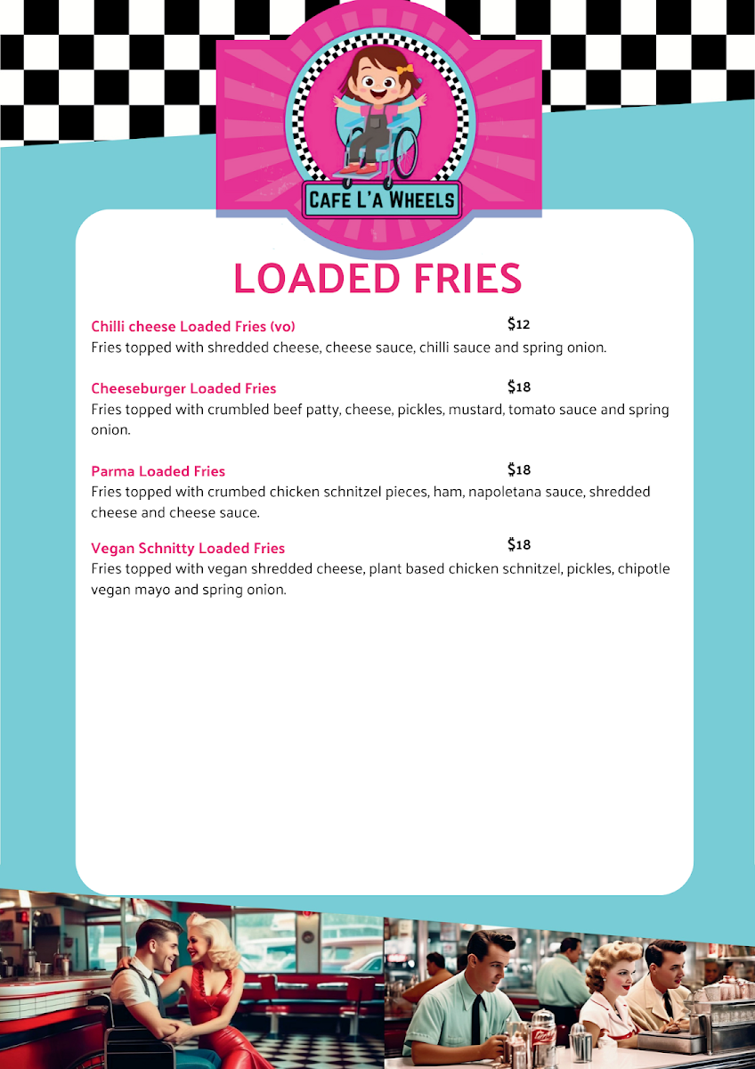 Menu, Cafe La Wheels
