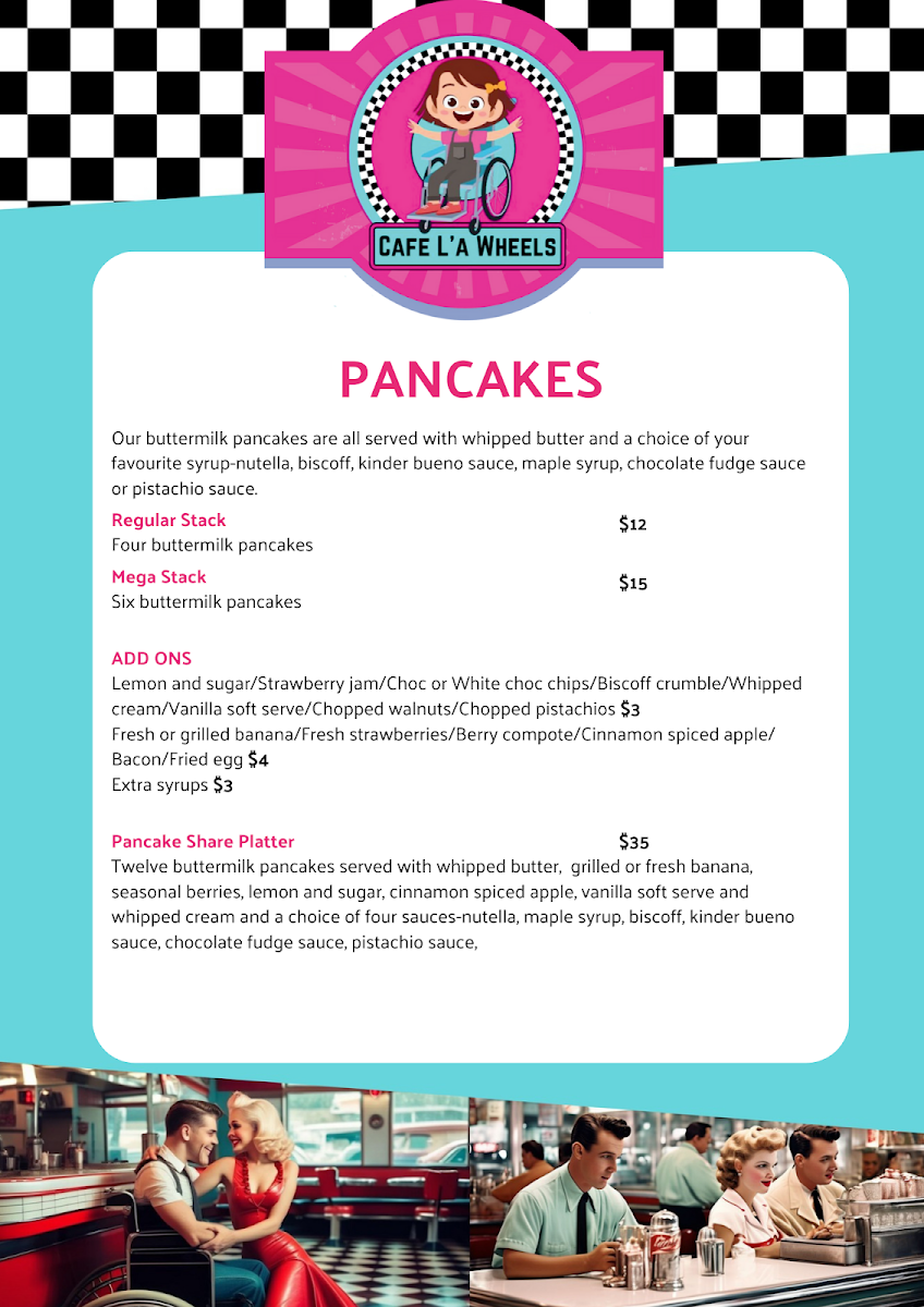 Menu, Cafe La Wheels