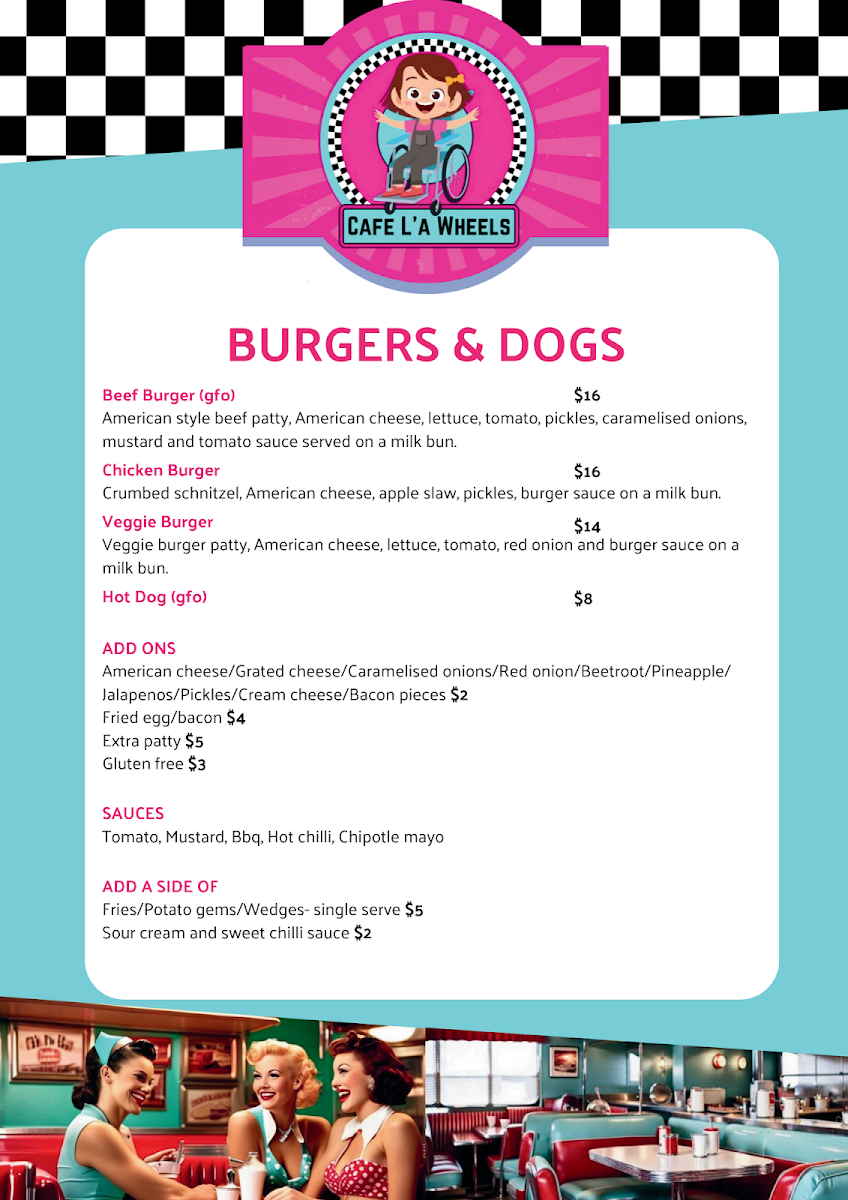 Menu, Cafe La Wheels
