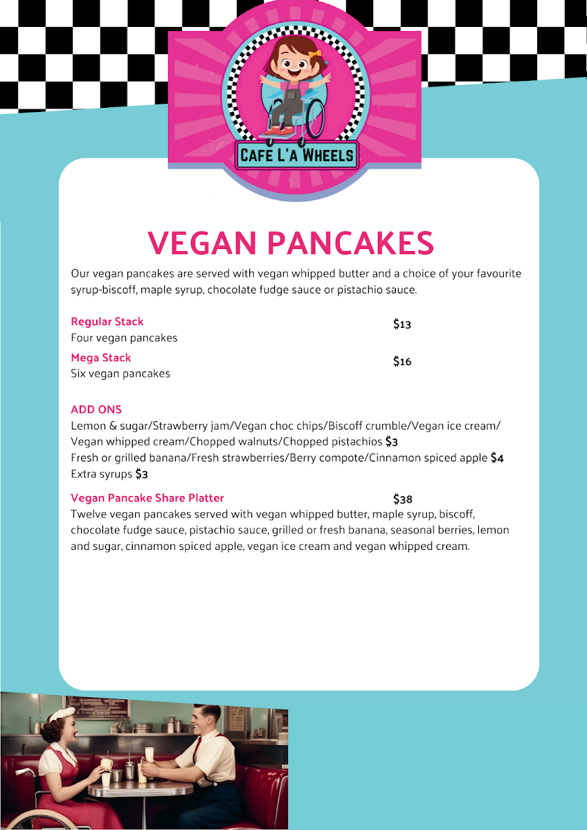 Menu, Cafe La Wheels