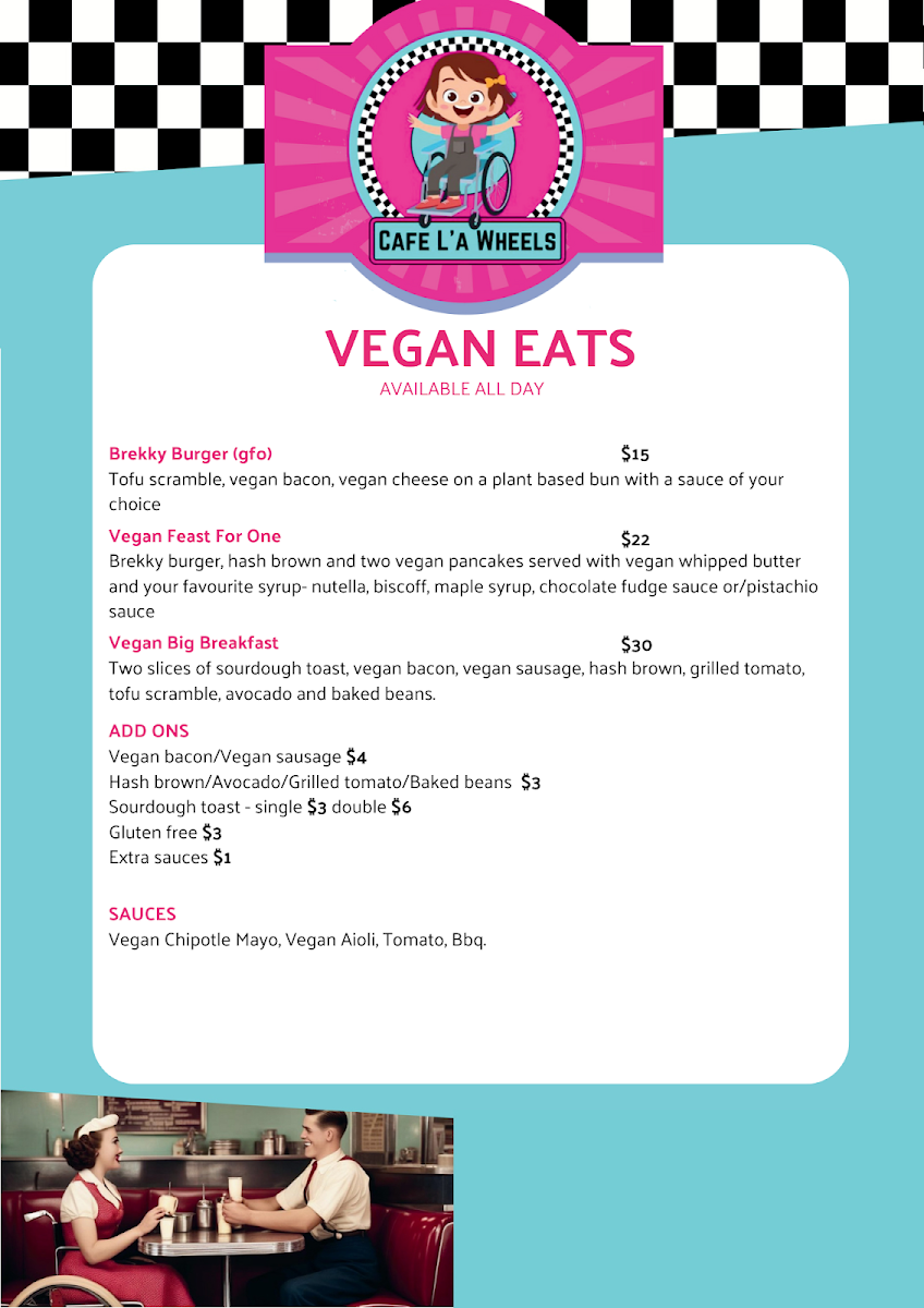 Menu, Cafe La Wheels