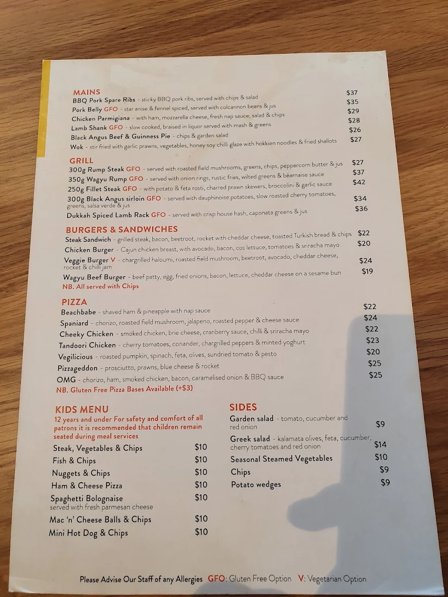 Menu, Tassels Place Bar and Bistro