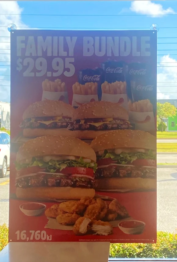 Menu, Hungry Jack's Burgers Malaga
