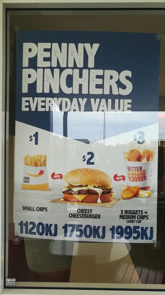 Menu, Hungry Jack's Burgers Malaga