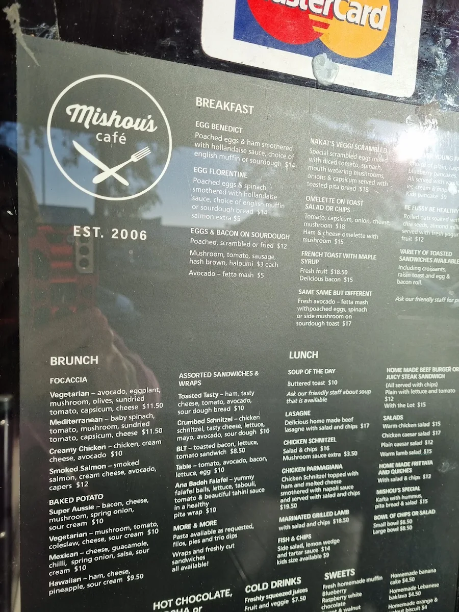 Menu, Mishou's Cafe