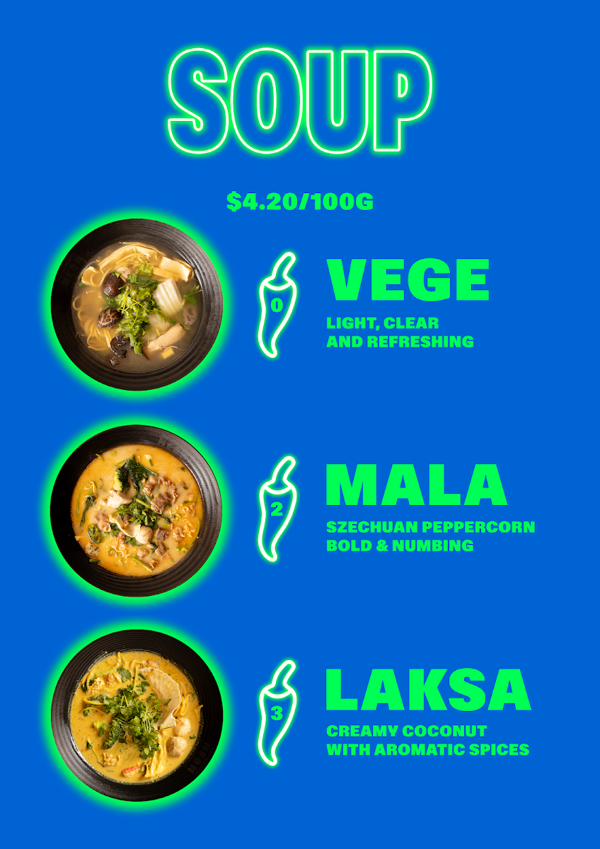 Menu, Fantastic Neon Hotpot