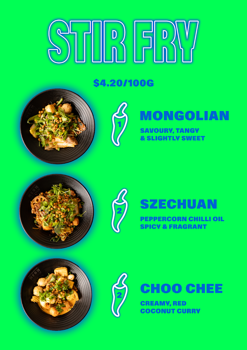 Menu, Fantastic Neon Hotpot