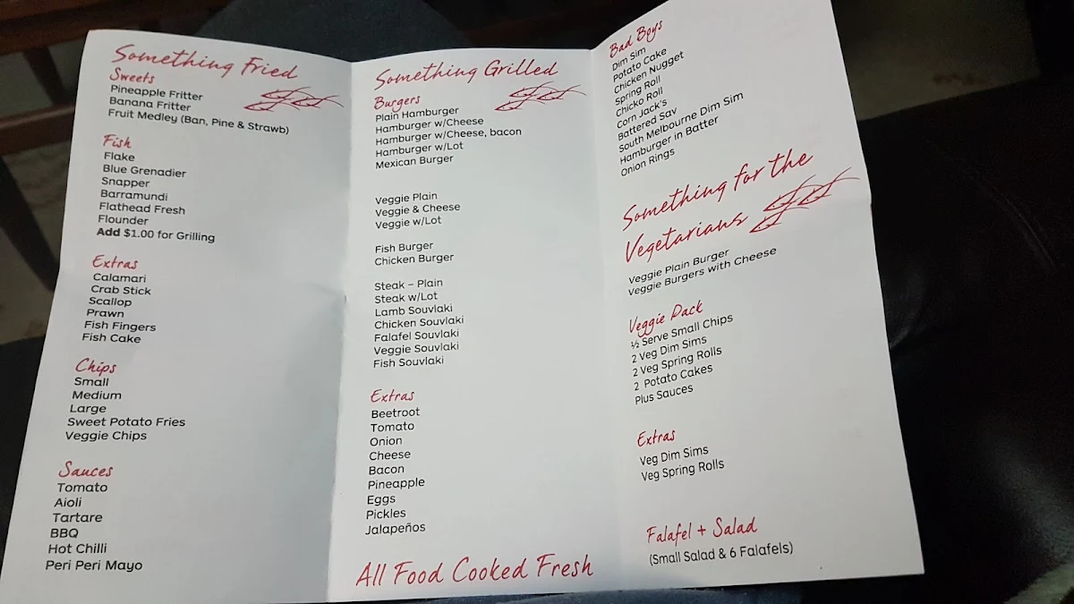 Menu, Fish Fetish