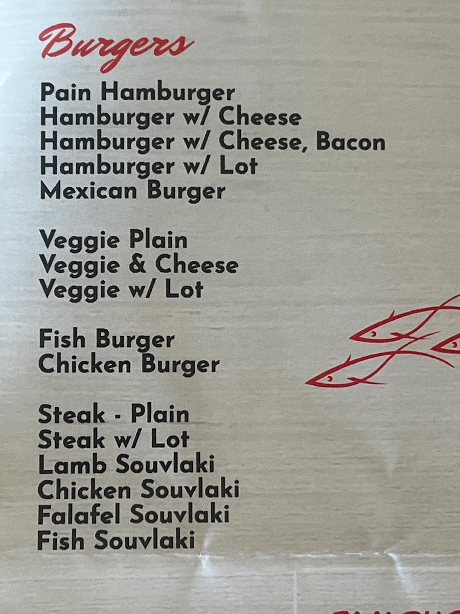 Menu, Fish Fetish
