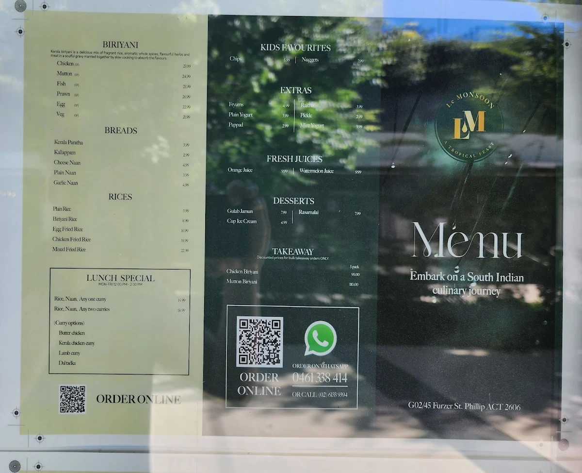 Menu, Le Monsoon