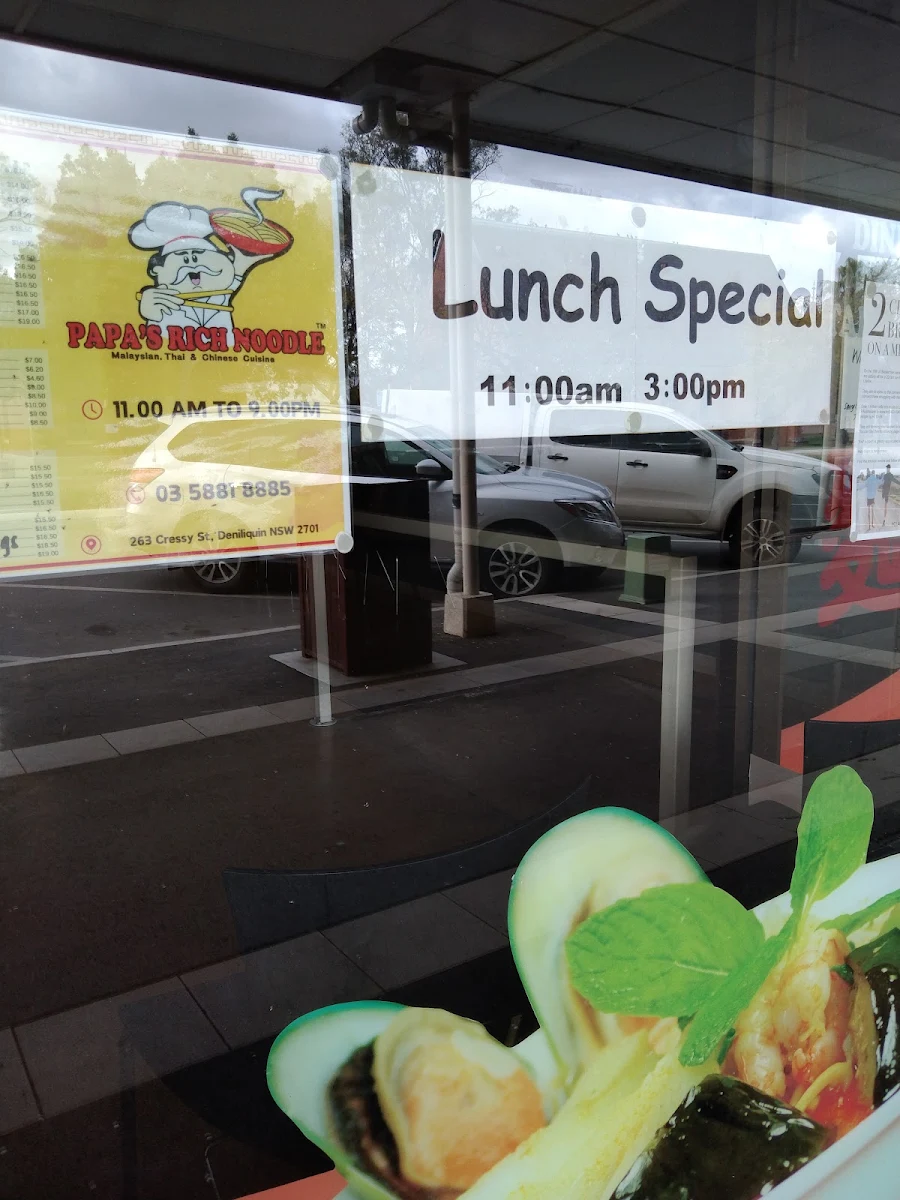 Menu, Papa's Rich Noodle