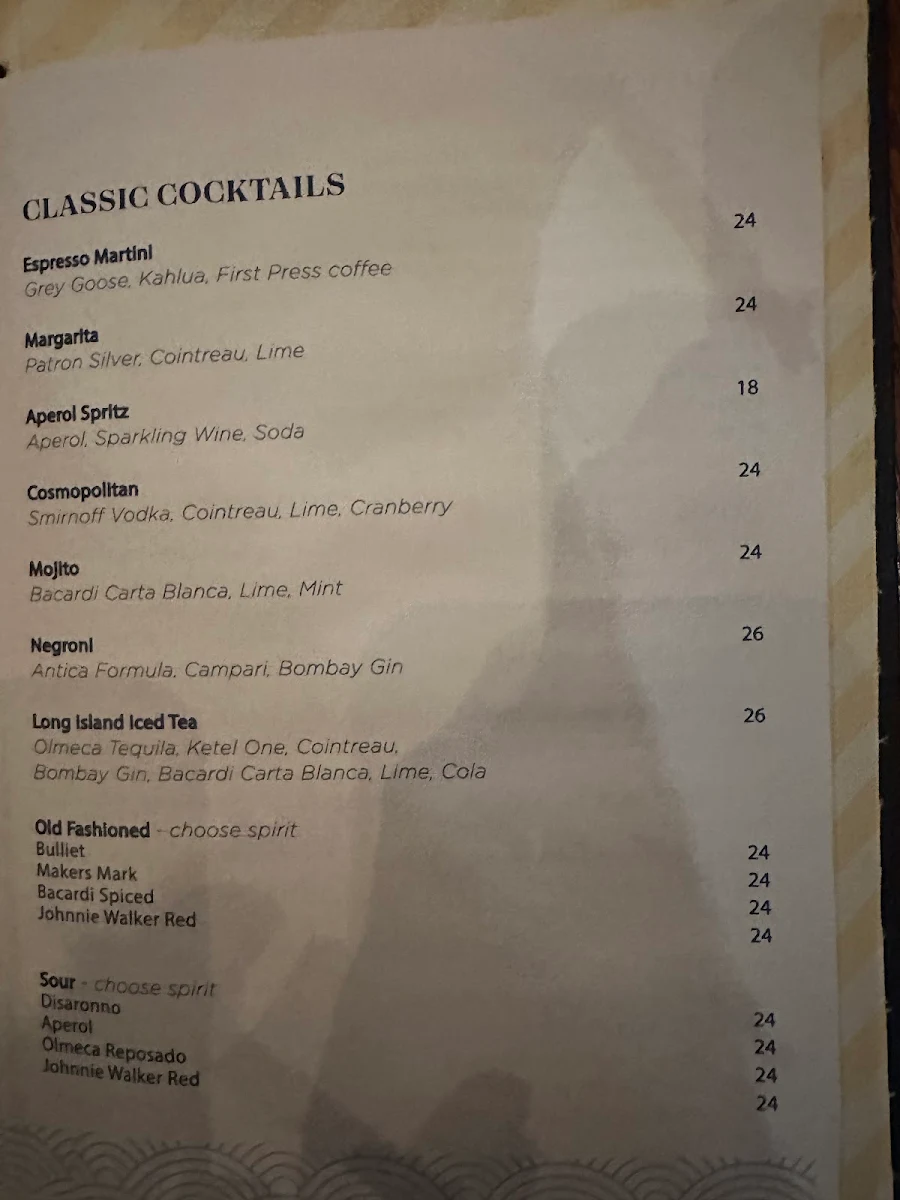 Menu, Public House - Richmond