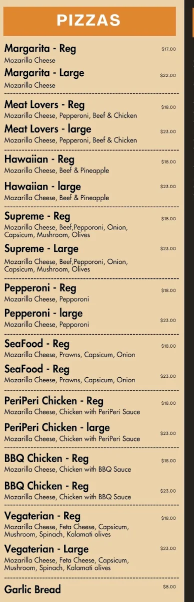 Menu, Yatala Kebab(Pizza)