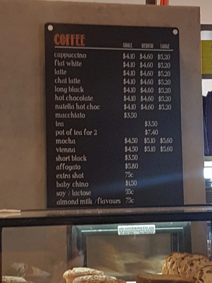 Menu, Beck's Bakehouse
