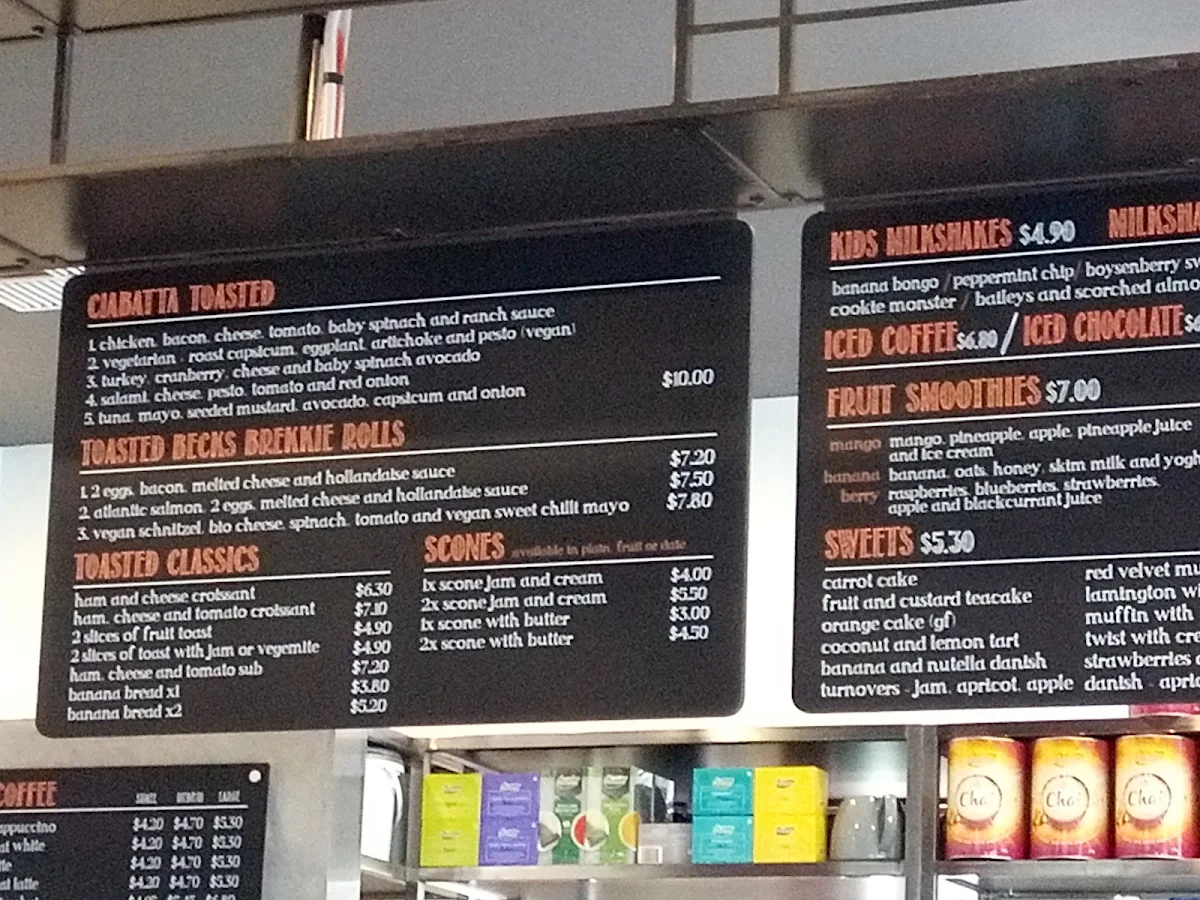 Menu, Beck's Bakehouse