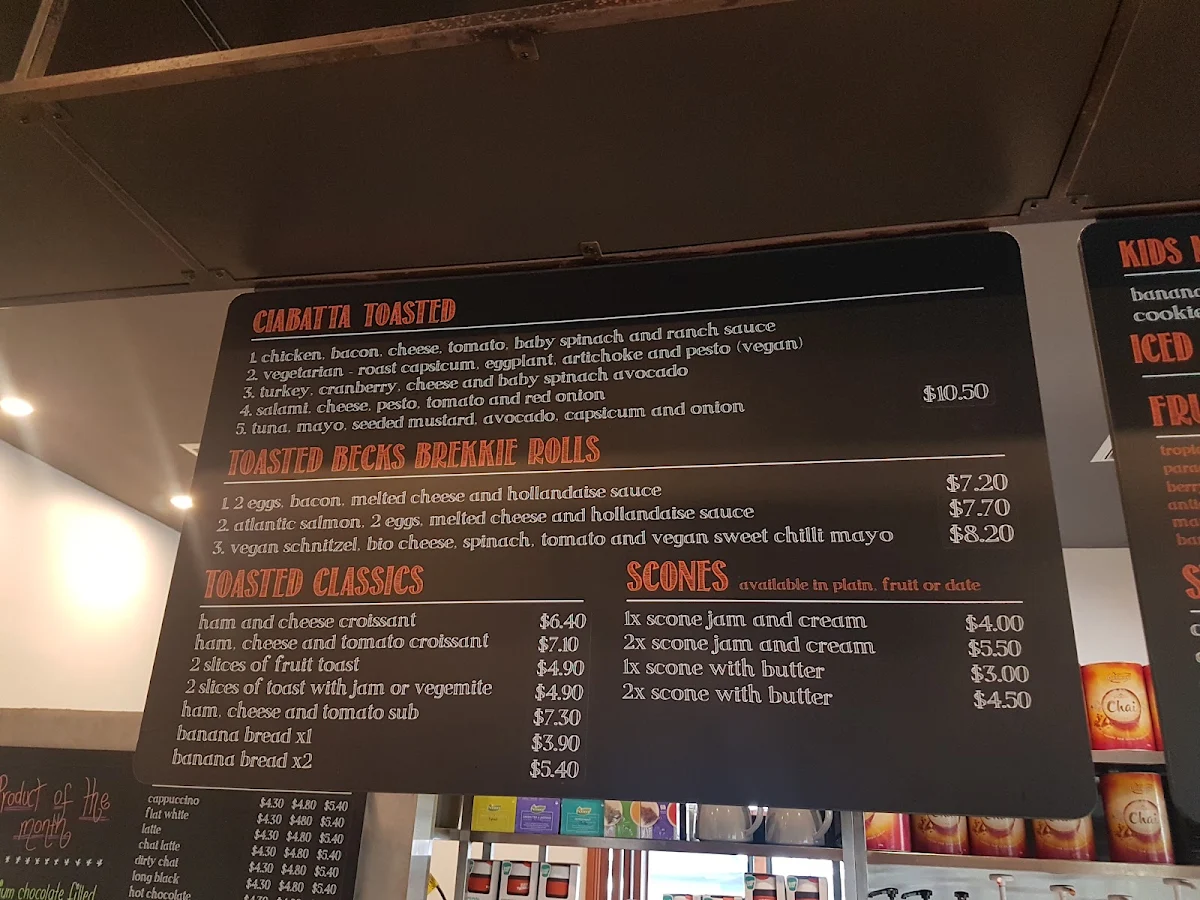 Menu, Beck's Bakehouse