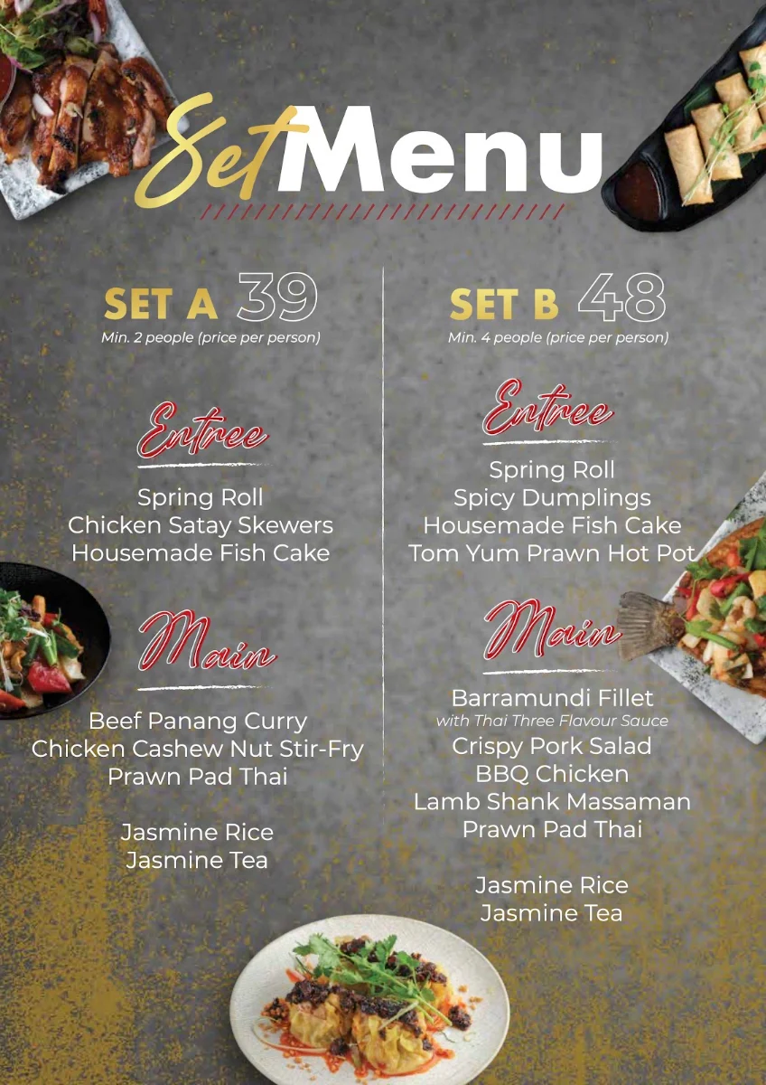 Menu, Nahm Thai Coomera