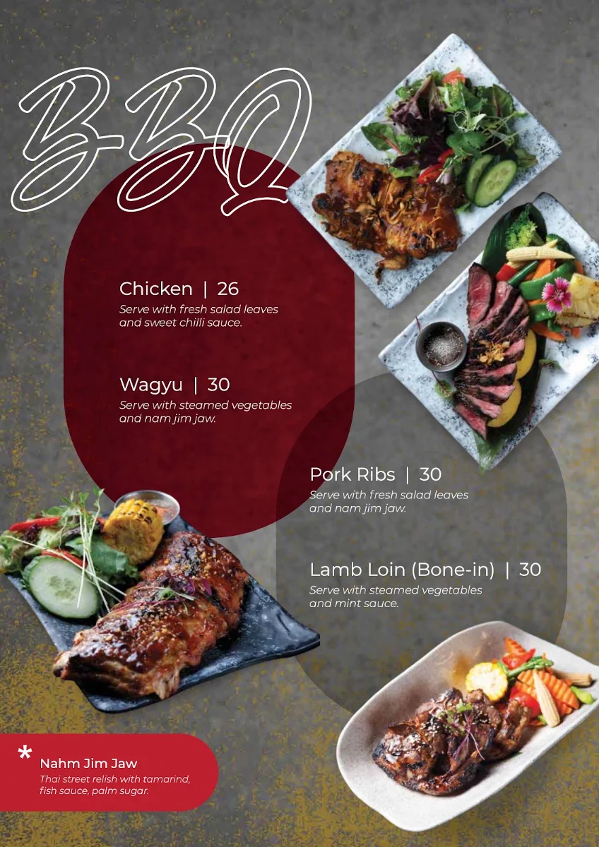 Menu, Nahm Thai Coomera