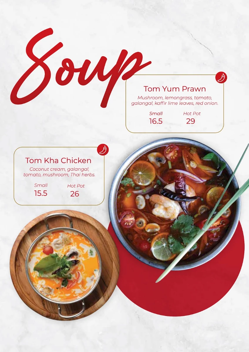 Menu, Nahm Thai Coomera