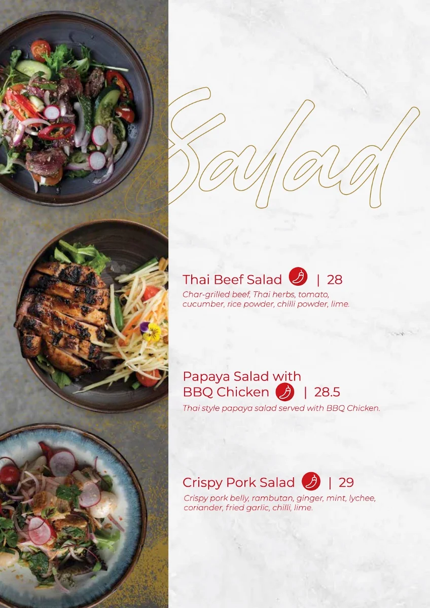 Menu, Nahm Thai Coomera