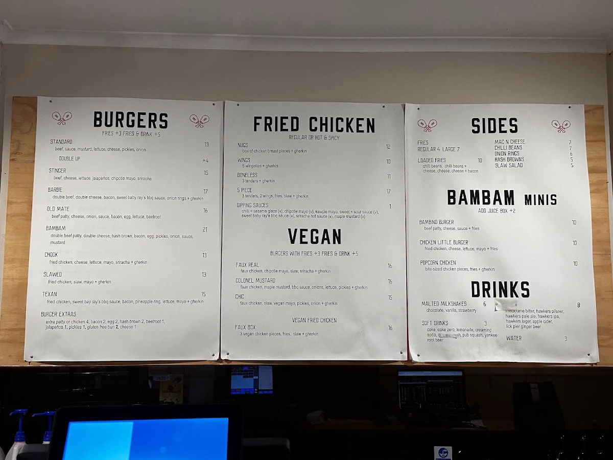 Menu, Bam Bams - Fried Chicken and Burgers