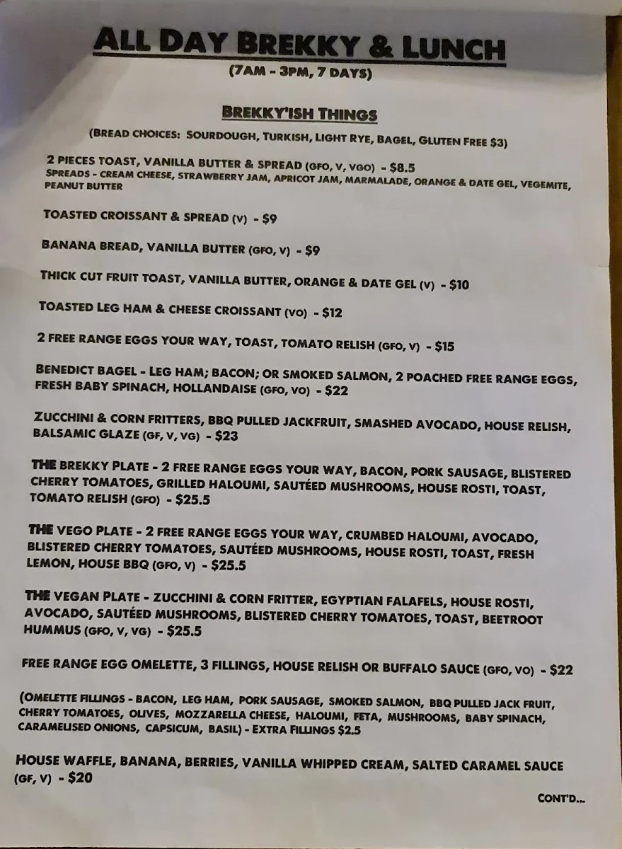 Menu, Dark Arts Cafe & Bar