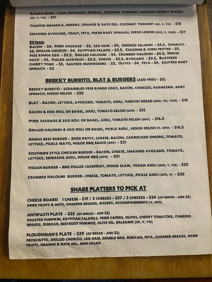 Menu, Dark Arts Cafe & Bar