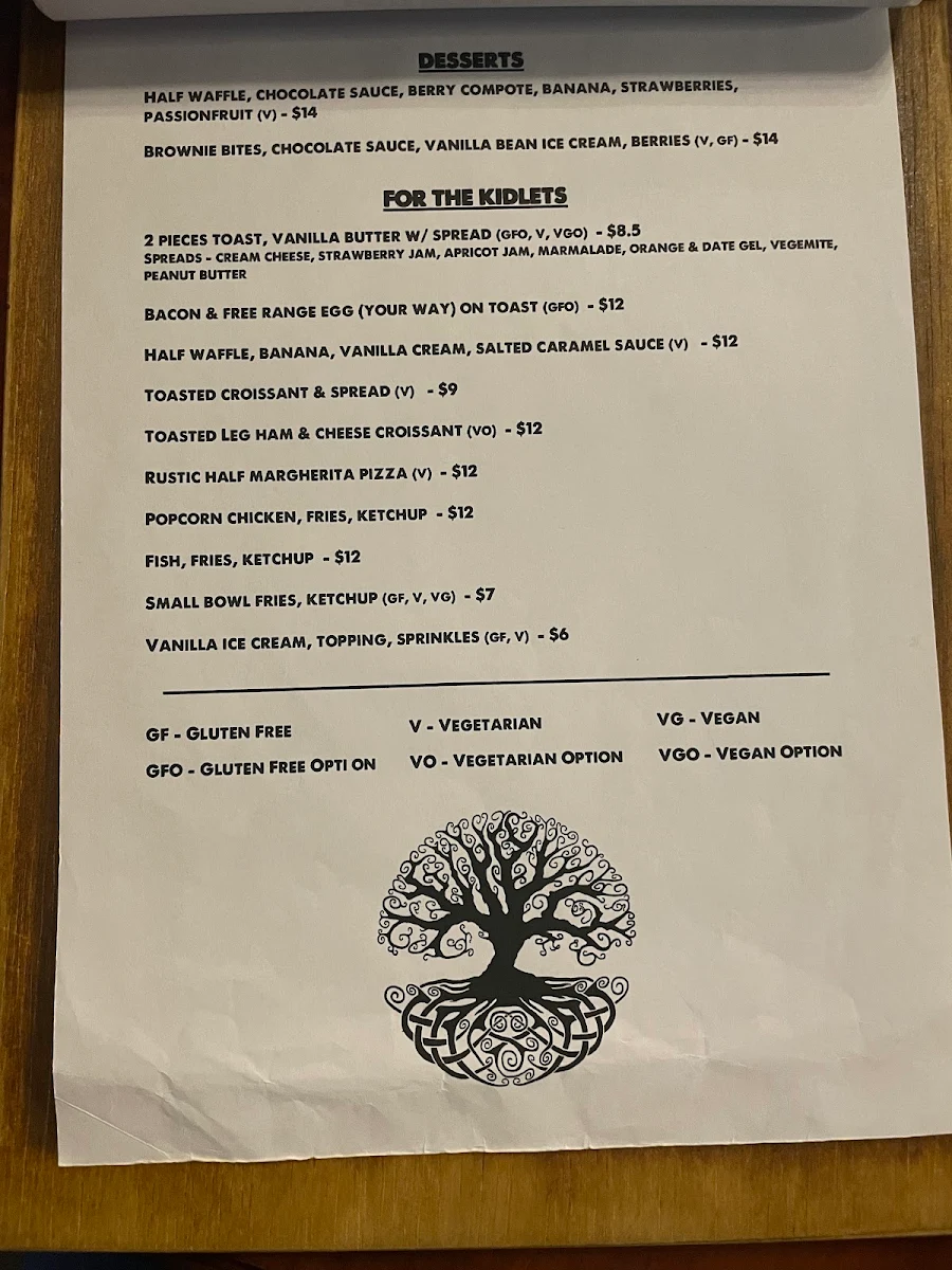 Menu, Dark Arts Cafe & Bar