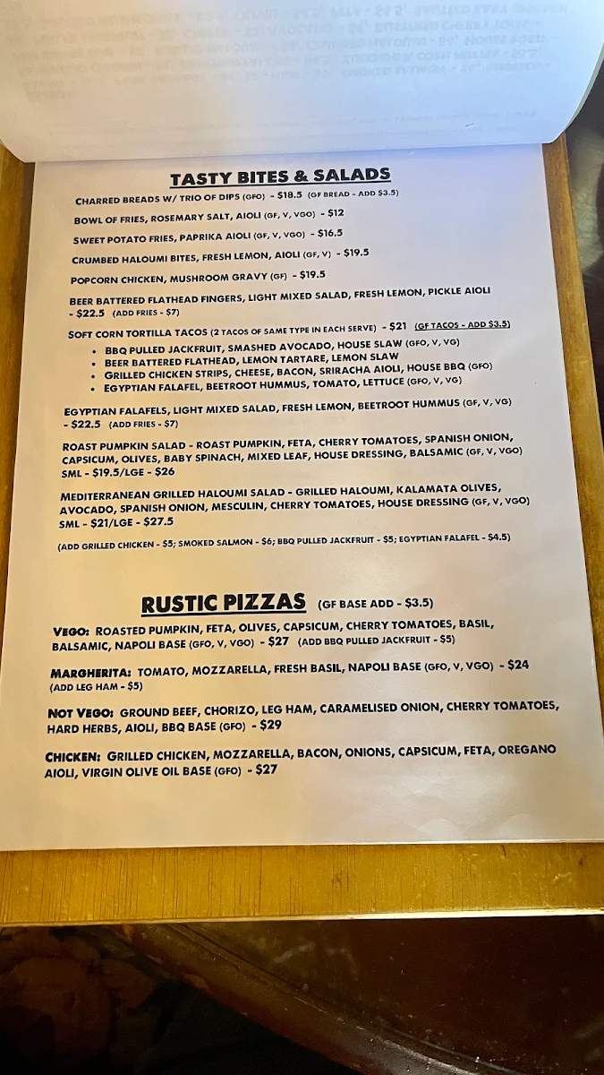 Menu, Dark Arts Cafe & Bar