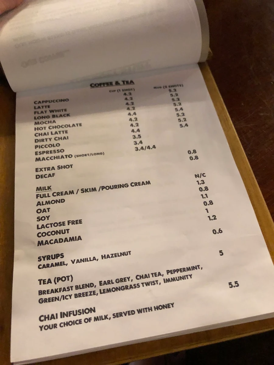 Menu, Dark Arts Cafe & Bar