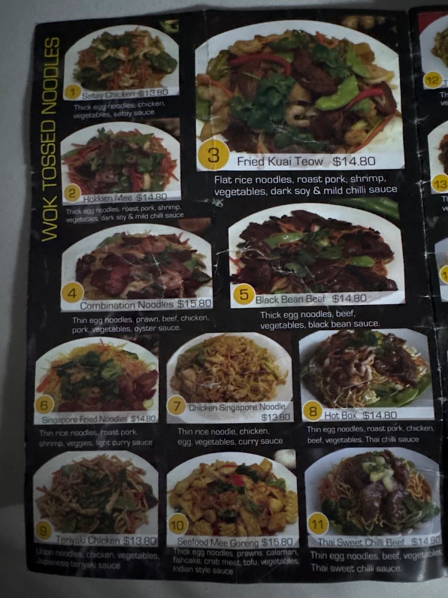 Menu, Noodle Paradise Caddens Corner