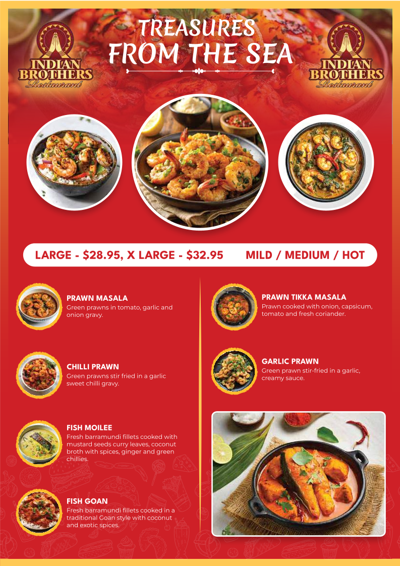 Menu, Indian Brothers Morningside